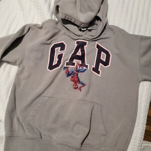 GAP Gray Hooded SPIDERMAN Sweatshirt with Black and Red Graphic